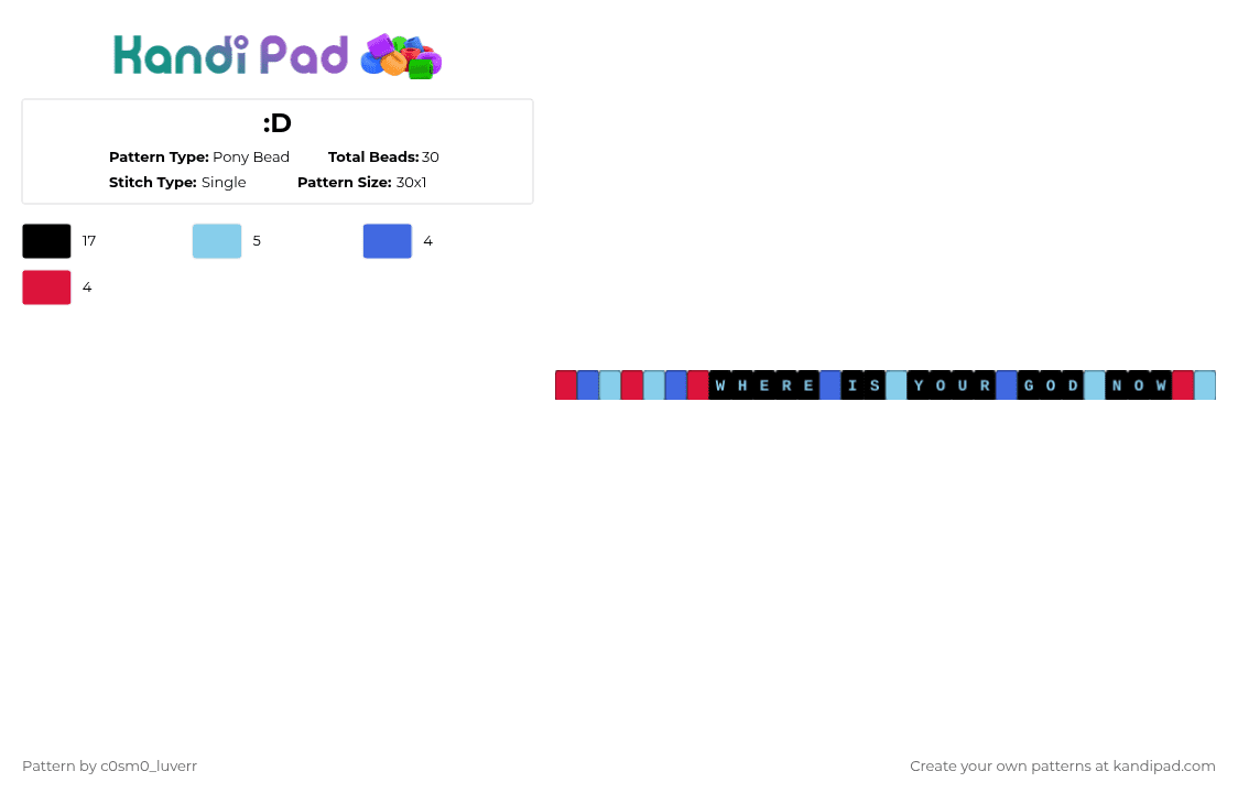:D - Pony Bead Pattern by tr1p_m1ne_xp on Kandi Pad - black,light blue,weirdcore,pink,blue,where am i
