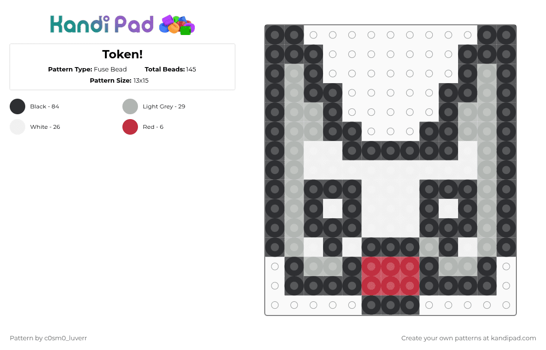 Token! - Fuse Bead Pattern by tr1p_m1ne_xp on Kandi Pad - black,beige,femtanyl,white,red,light grey
