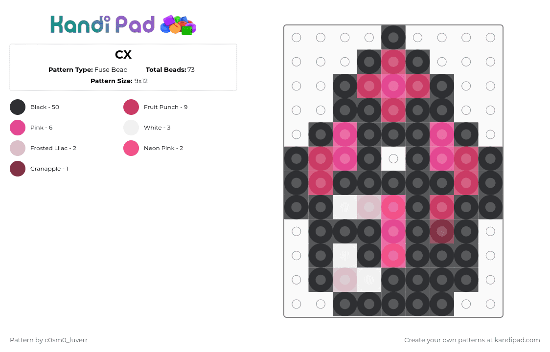 CX - Fuse Bead Pattern by tr1p_m1ne_xp on Kandi Pad - black,pink,pretty dude x3,white,roblox,gay