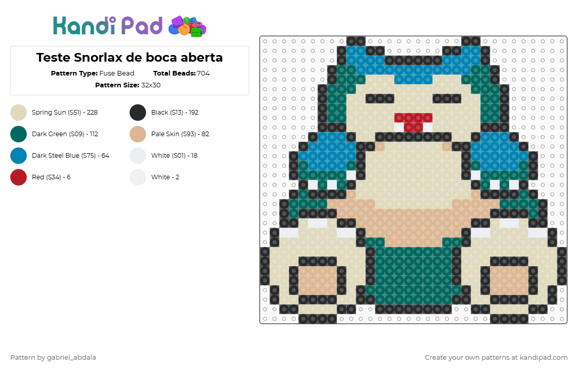 Teste Snorlax de boca aberta - Fuse Bead Pattern by gabriel_abdala on Kandi Pad - beige