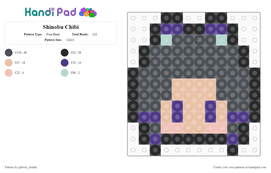 Shinobu Chibi - Fuse Bead Pattern by gabriel_abdala on Kandi Pad - purple
