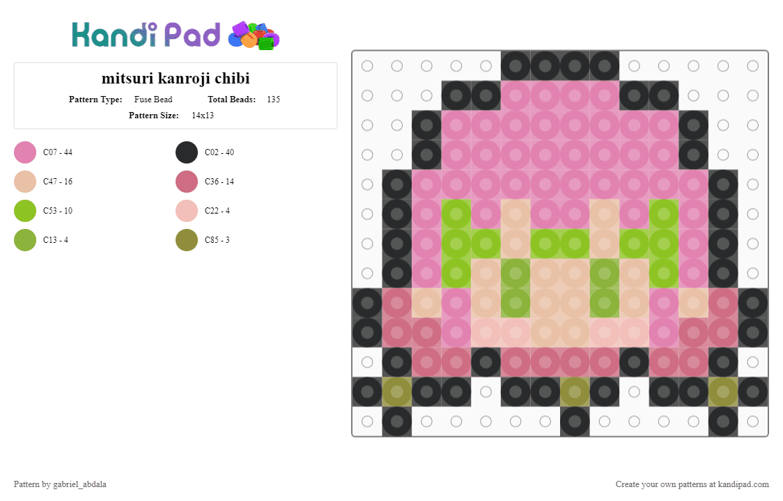 mitsuri kanroji chibi - Fuse Bead Pattern by gabriel_abdala on Kandi Pad - pink