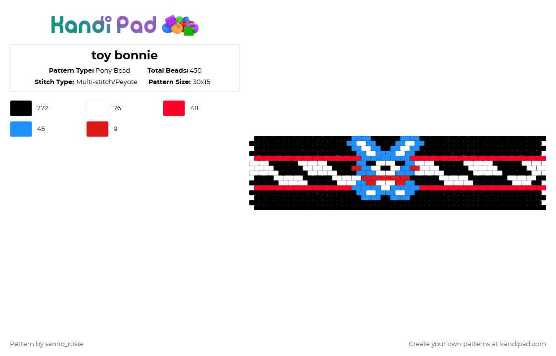 toy bonnie - Pony Bead Pattern by sanrio_rosie on Kandi Pad - black,light blue,red