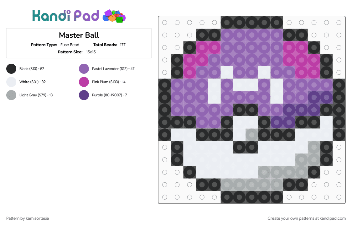 Master Ball - Fuse Bead Pattern by kamisortasia on Kandi Pad - pink