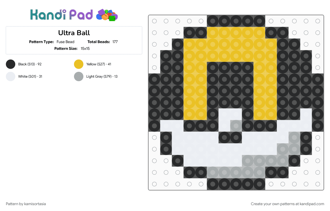 Ultra Ball - Fuse Bead Pattern by kamisortasia on Kandi Pad - yellow