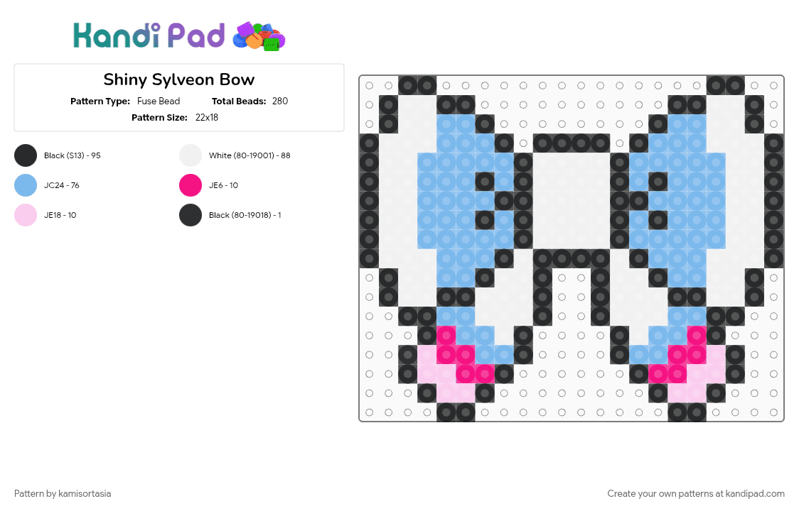 Shiny Sylveon Bow - Fuse Bead Pattern by kamisortasia on Kandi Pad - light blue