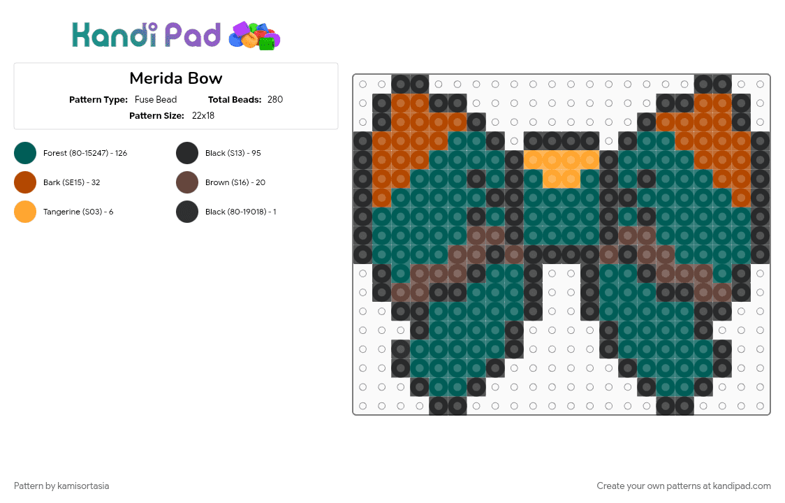 Merida Bow - Fuse Bead Pattern by kamisortasia on Kandi Pad - gray