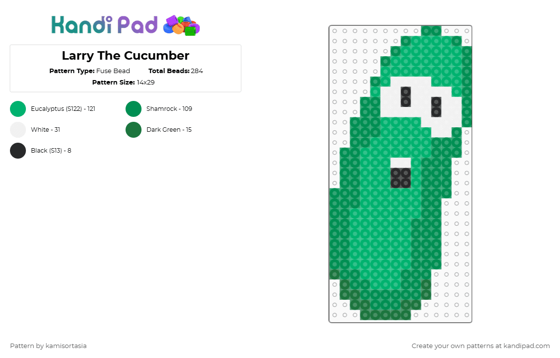Larry The Cucumber - Fuse Bead Pattern by kamisortasia on Kandi Pad - cotdvegetables, green