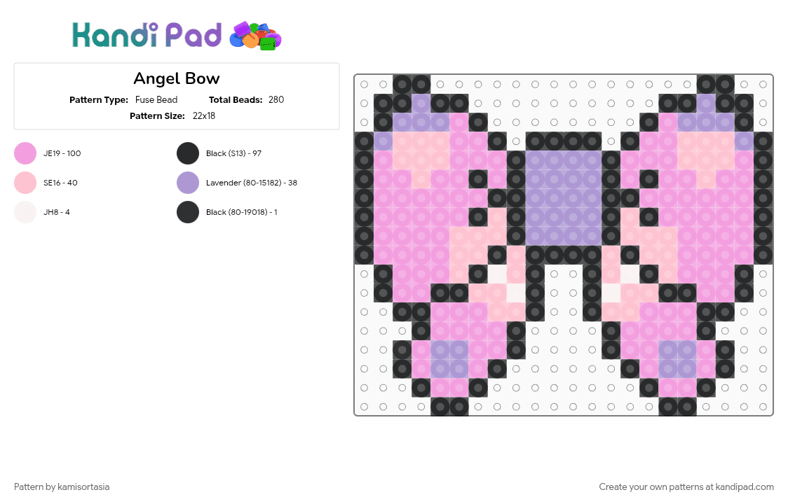 Angel Bow - Fuse Bead Pattern by kamisortasia on Kandi Pad - pink