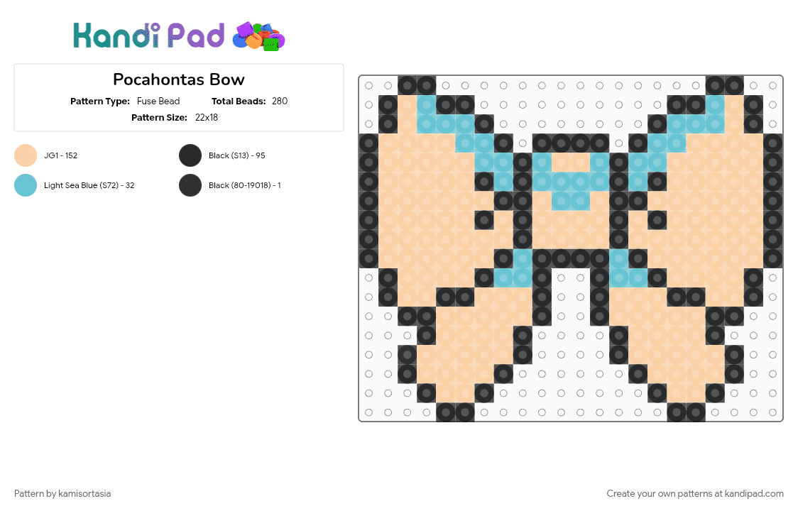 Pocahontas Bow - Fuse Bead Pattern by kamisortasia on Kandi Pad - beige