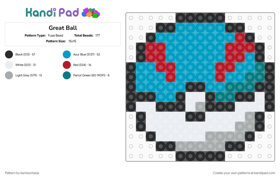 Great Ball - Fuse Bead Pattern by kamisortasia on Kandi Pad - light blue