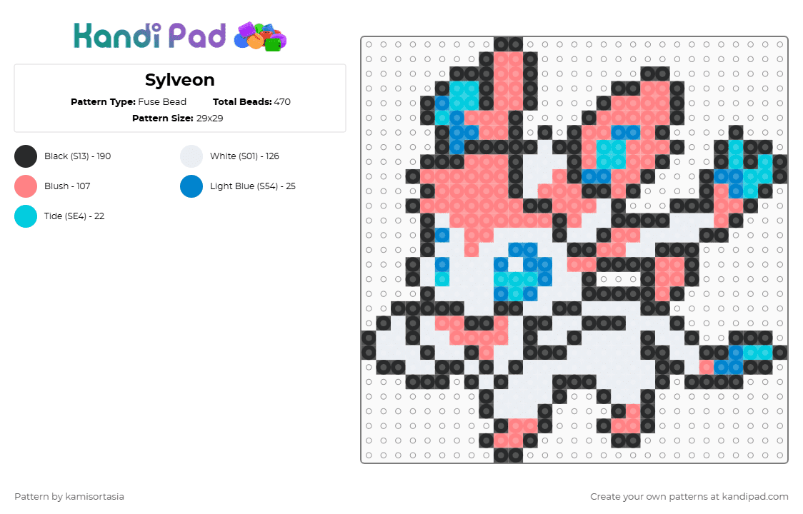 Sylveon - Fuse Bead Pattern by kamisortasia on Kandi Pad - red
