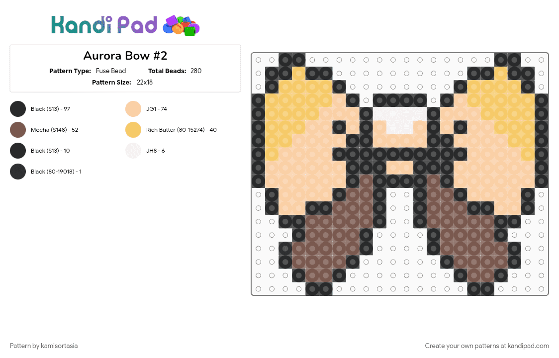 Aurora Bow #2 - Fuse Bead Pattern by kamisortasia on Kandi Pad - beige