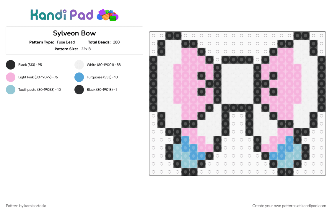 Sylveon Bow - Fuse Bead Pattern by kamisortasia on Kandi Pad - pink