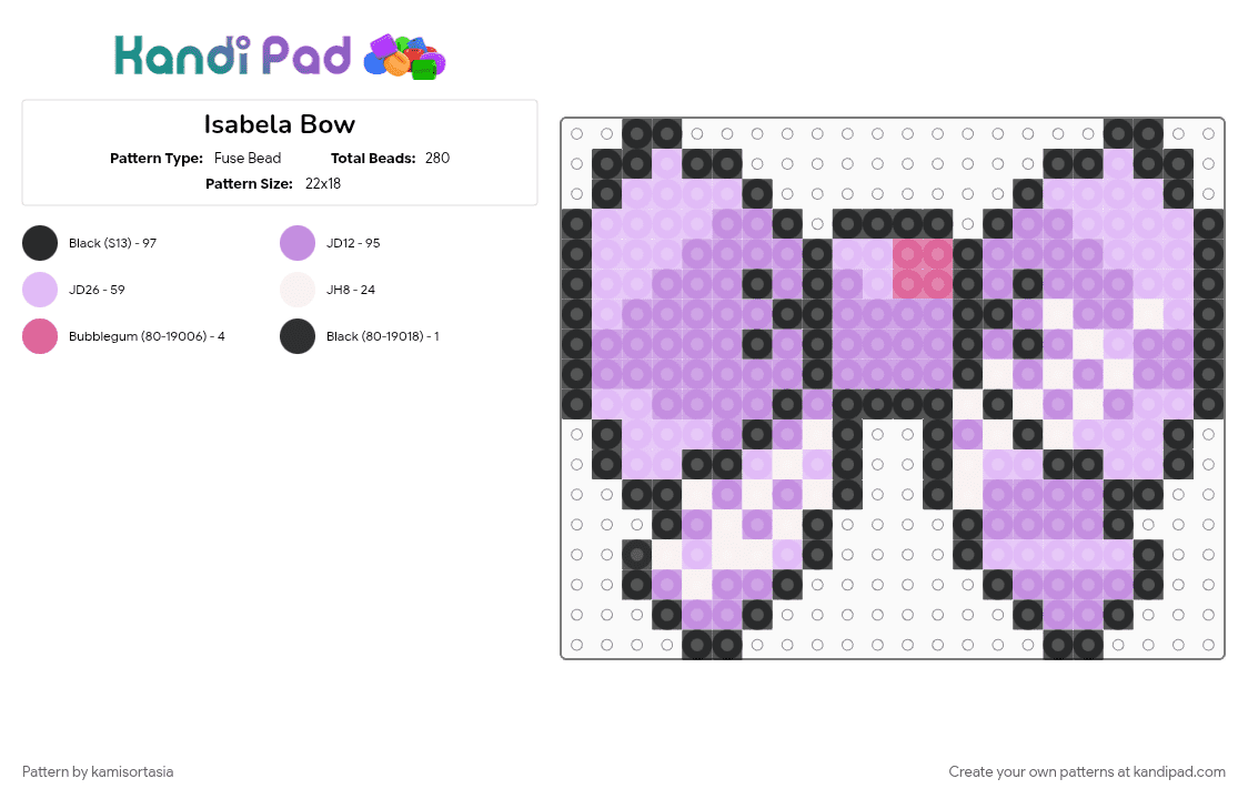 Isabela Bow Fuse Bead Pattern - Kandi Pad | Kandi Patterns, Fuse Bead ...
