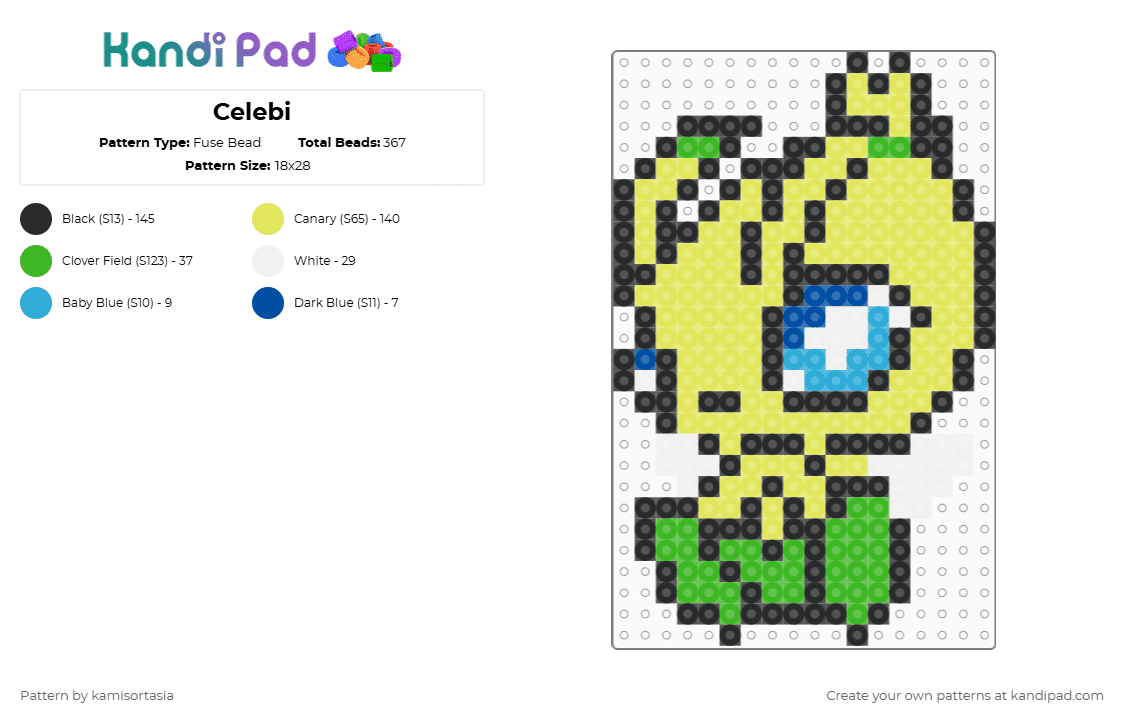 Celebi - Fuse Bead Pattern by kamisortasia on Kandi Pad - yellow
