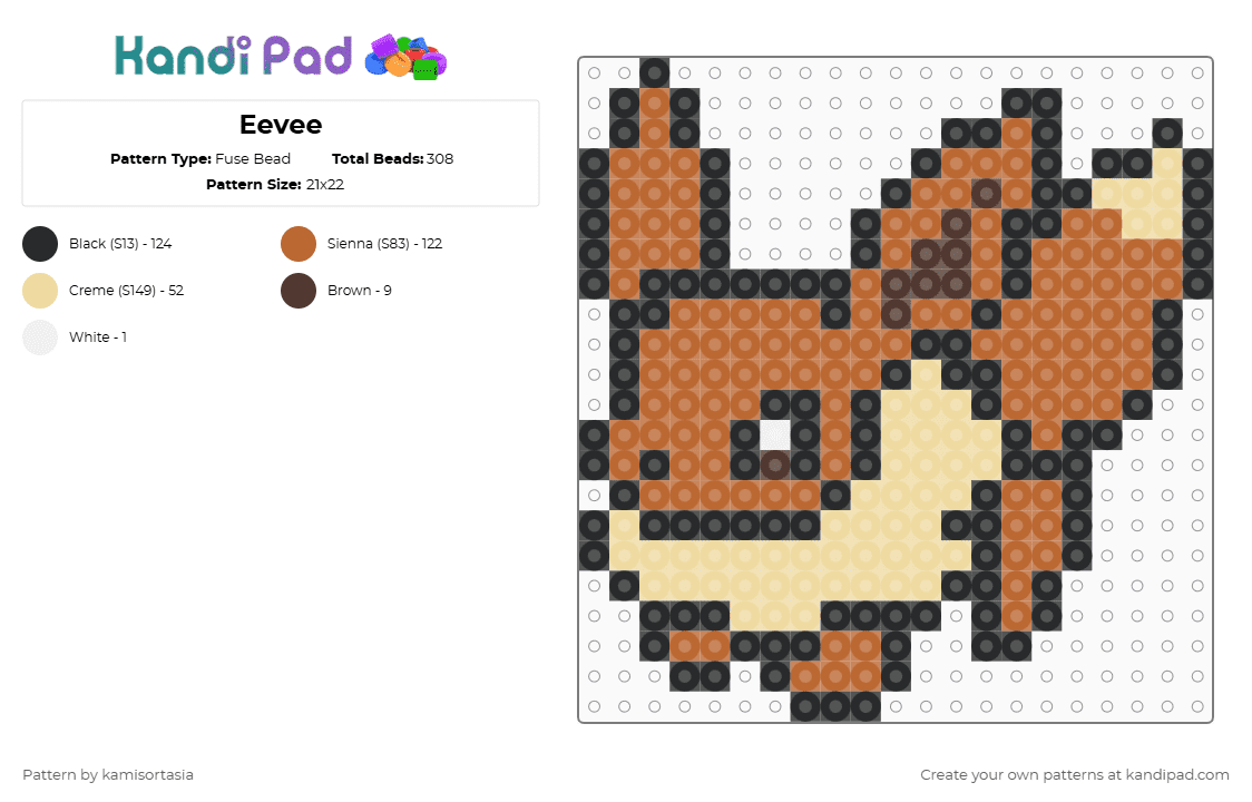 Eevee - Fuse Bead Pattern by kamisortasia on Kandi Pad - tan