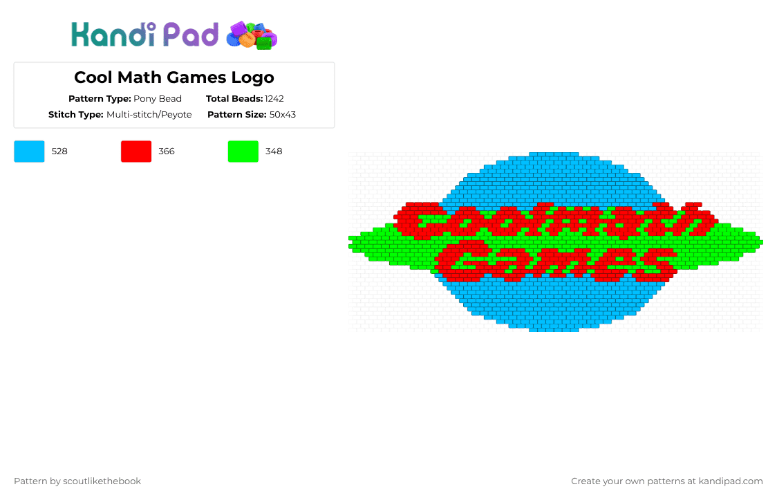 Cool Math Games Logo - Pony Bead Pattern by scoutlikethebook on Kandi Pad - light blue,logo,game,big,words