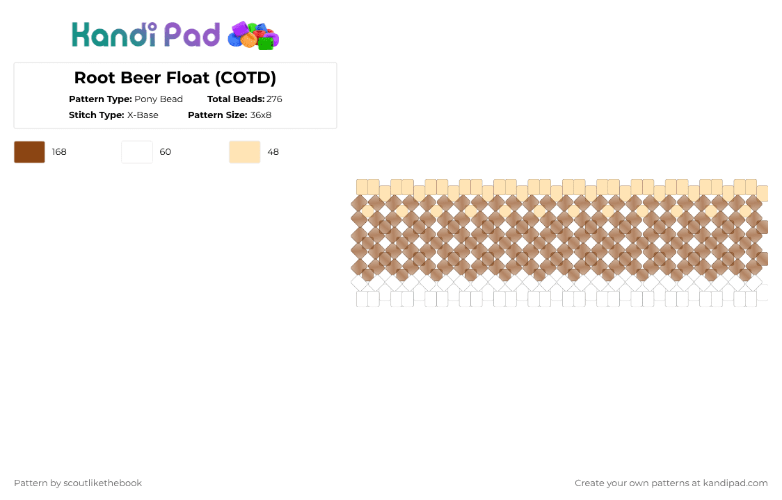 Root Beer Float (COTD) - Pony Bead Pattern by scoutlikethebook on Kandi Pad - red,cotdsoftdrinks,soda,drink,dessert,ice cream