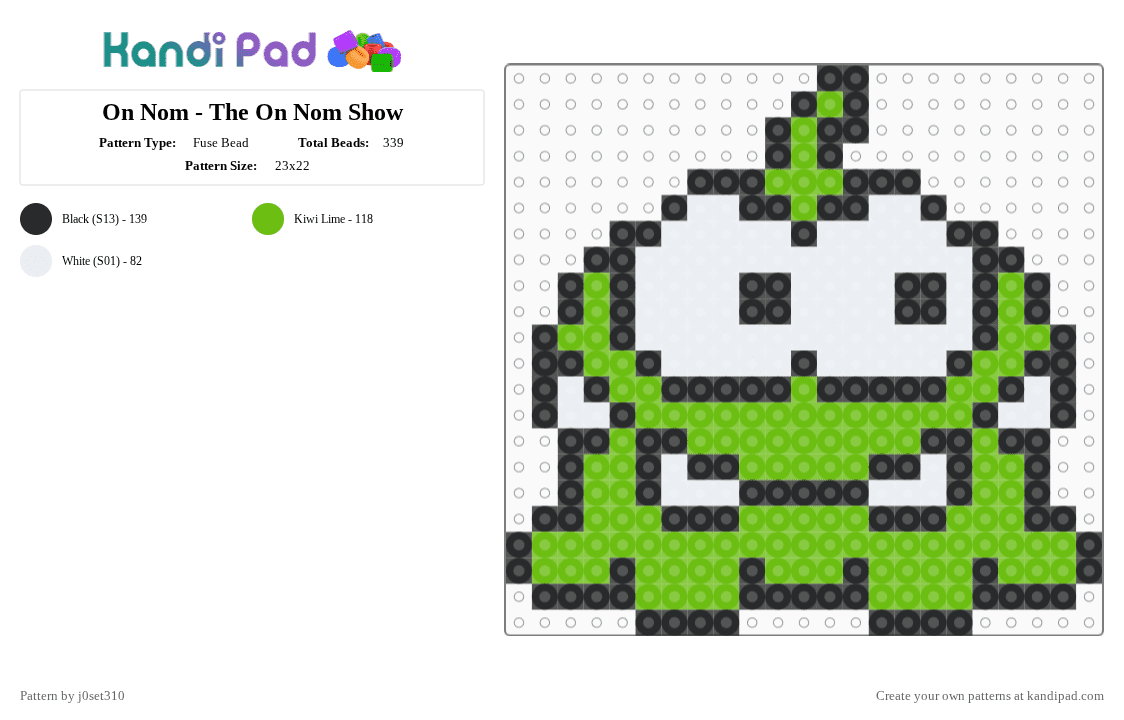 On Nom - The On Nom Show - Fuse Bead Pattern by j0set310 on Kandi Pad - white,green,omnom,fyp