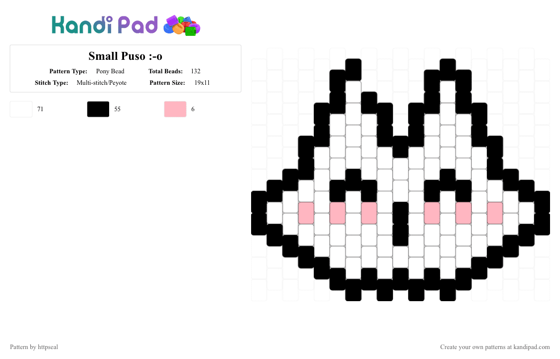 Small Puso :-o - Pony Bead Pattern by httpseal on Kandi Pad - white