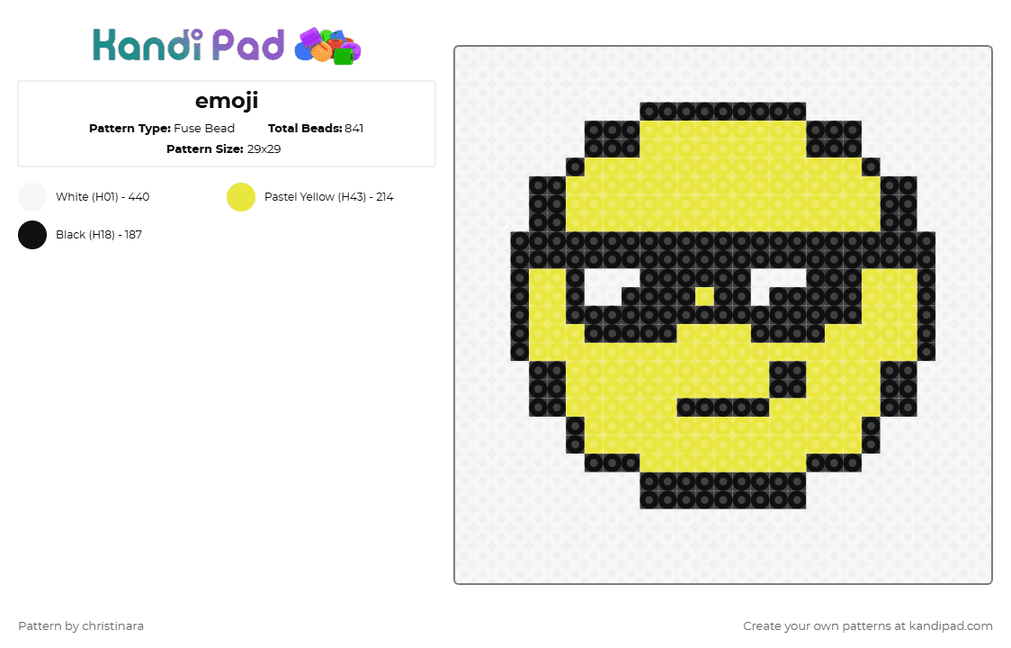 emoji - Fuse Bead Pattern by christinara on Kandi Pad - white,yellow