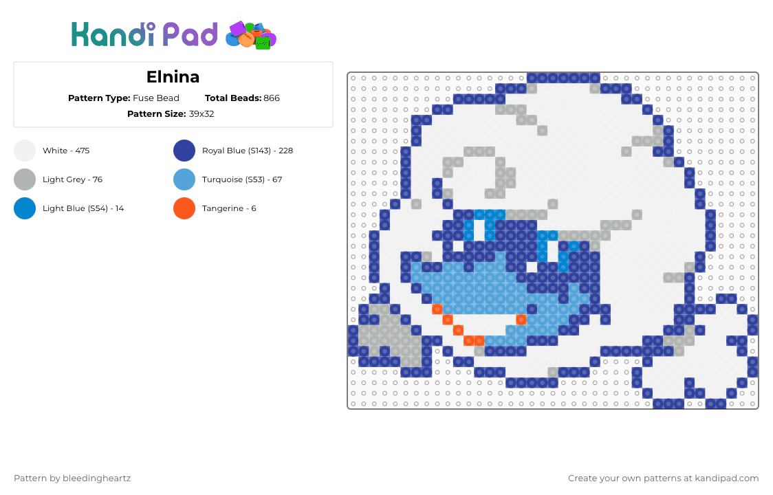 Elnina - Fuse Bead Pattern by bleedingheartz on Kandi Pad - white,purple,beige,deltarune,video game,elnina
