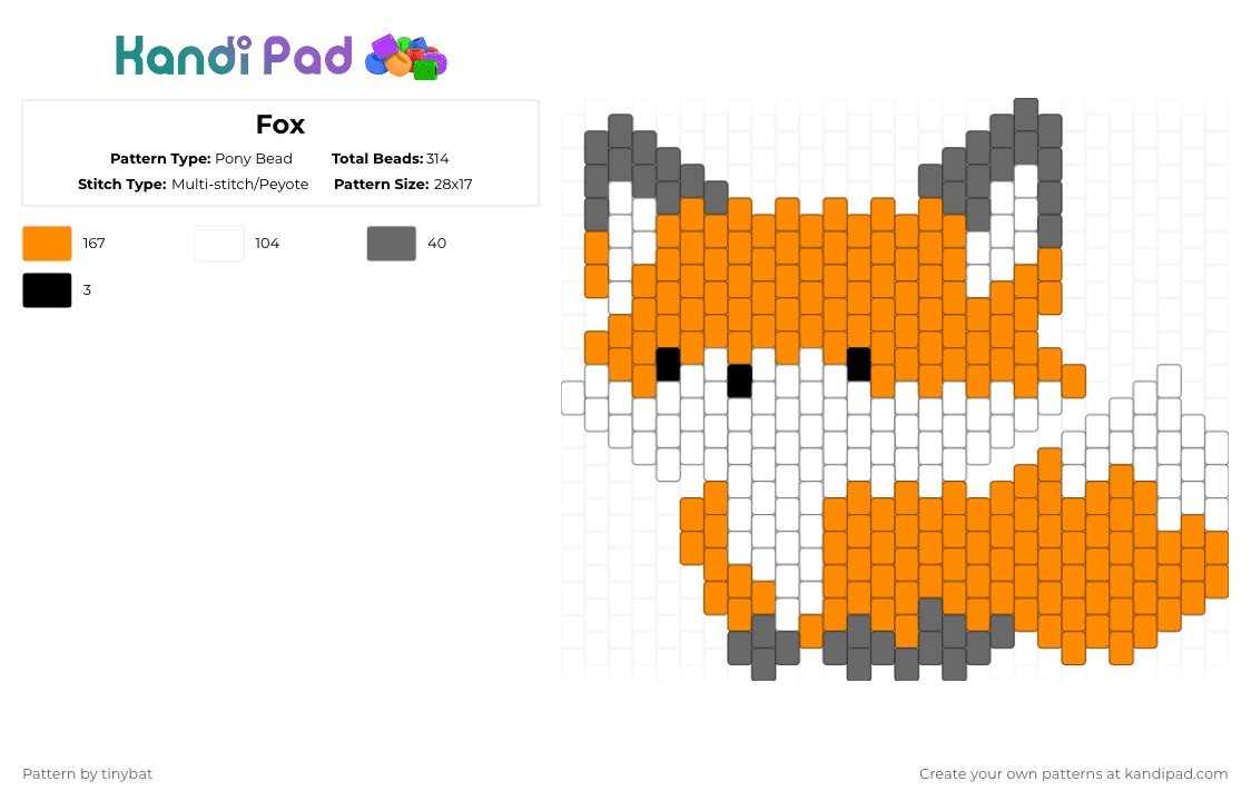 Fox - Pony Bead Pattern by tinybat on Kandi Pad - orange