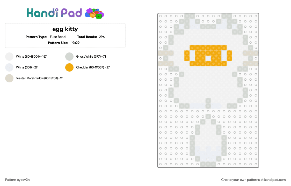 egg kitty - Fuse Bead Pattern by rav3n on Kandi Pad - beige, orange, white