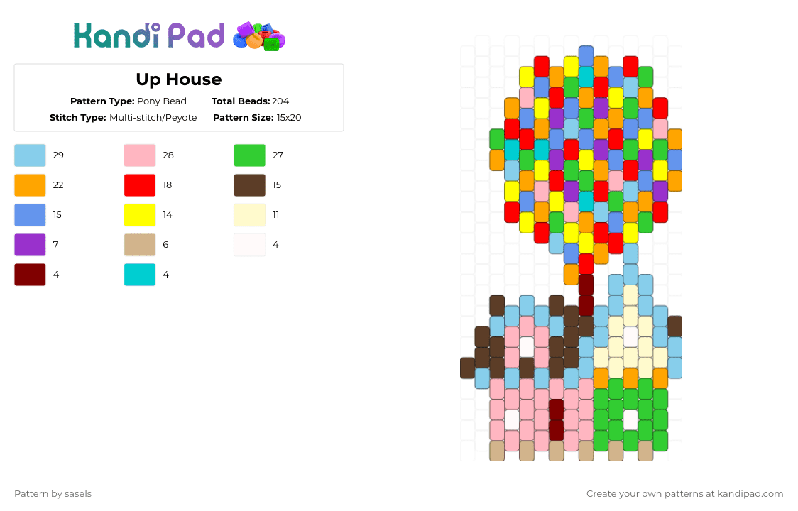Up House - Pony Bead Pattern by sasels on Kandi Pad - light blue,yellow,green,colorful,cotdplaygrounds