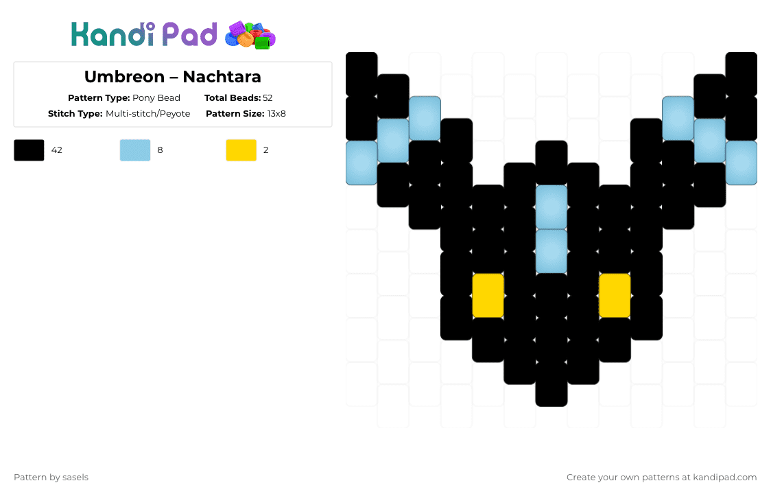 Umbreon – Nachtara - Pony Bead Pattern by sasels on Kandi Pad - black,light blue,pokemon
