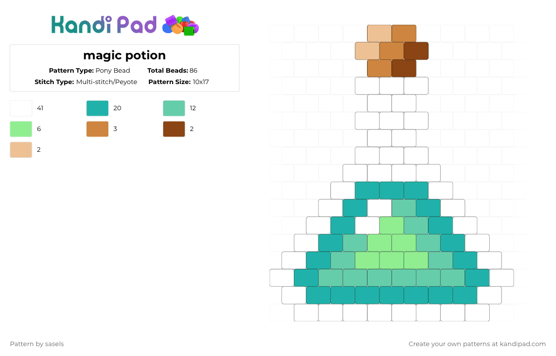 magic potion - Pony Bead Pattern by sasels on Kandi Pad - white,teal
