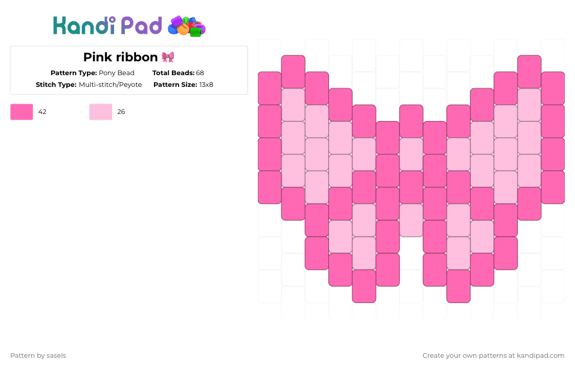 Pink ribbon 🎀 - Pony Bead Pattern by sasels on Kandi Pad - pink