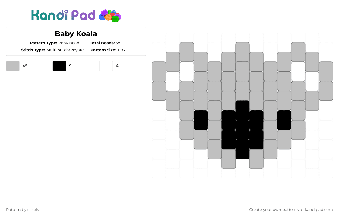 Baby Koala - Pony Bead Pattern by sasels on Kandi Pad - beige,cute,koala,animals