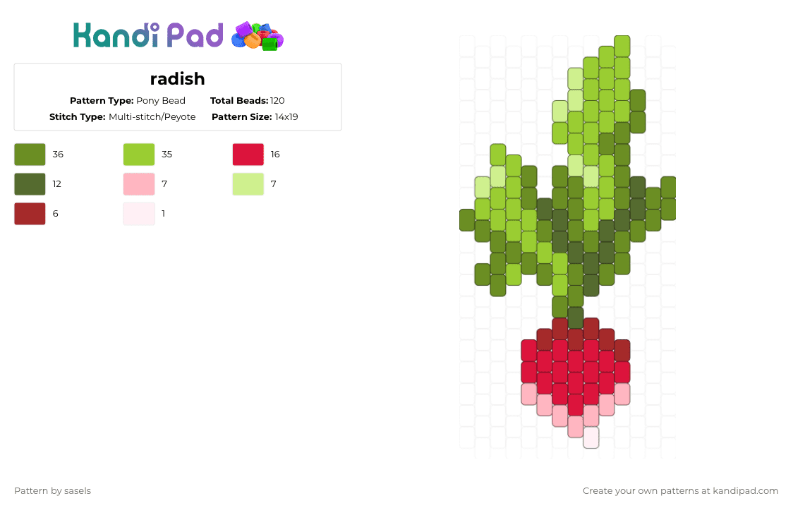 radish - Pony Bead Pattern by sasels on Kandi Pad - cotdvegetables, green