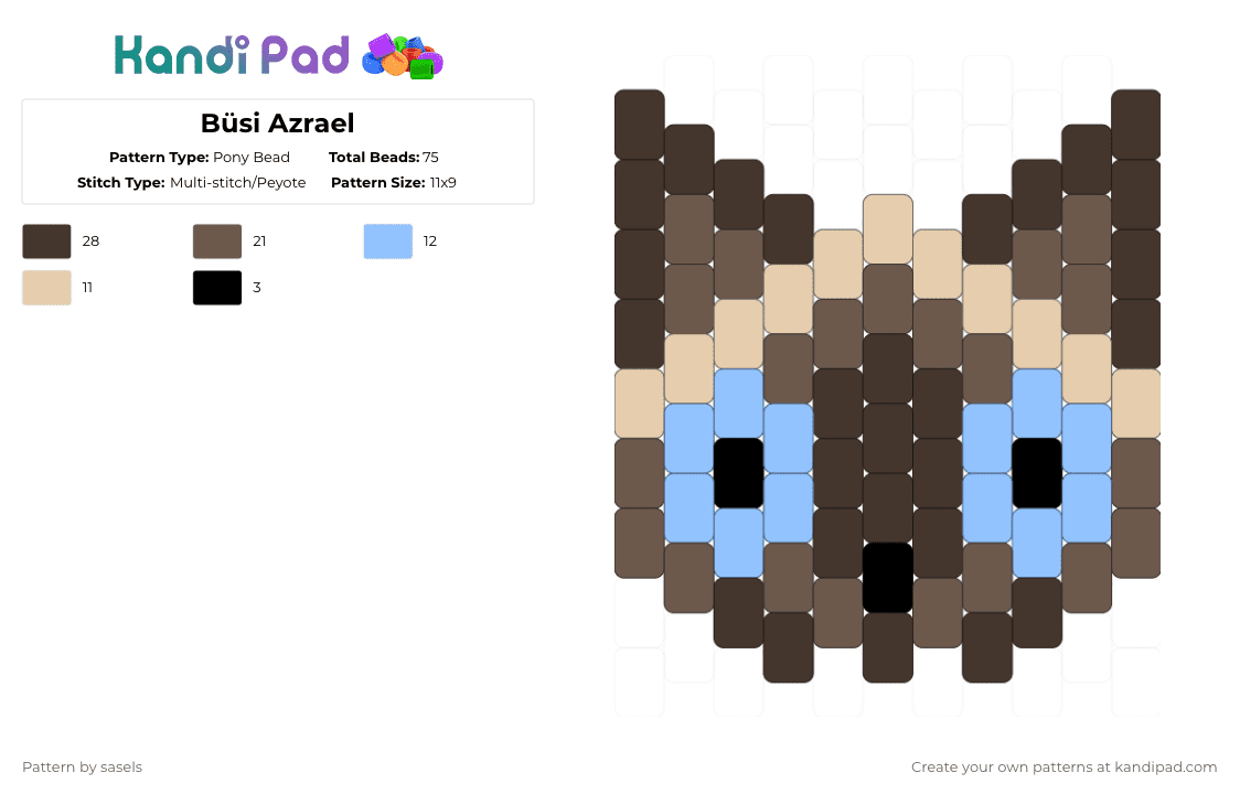 Büsi Azrael - Pony Bead Pattern by sasels on Kandi Pad - brown,tan,cat,kitten,kitty,cats