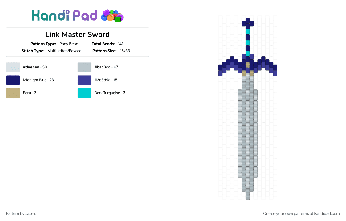 Link Master Sword - Pony Bead Pattern by sasels on Kandi Pad - legend of zelda, link, purple, sword, white, zelda