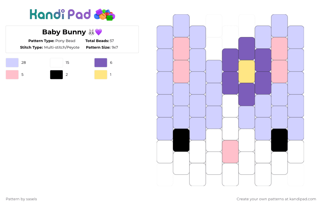 Baby Bunny 🐰💜 - Pony Bead Pattern by sasels on Kandi Pad - bunny, cotdcuteanimals, cute, pink