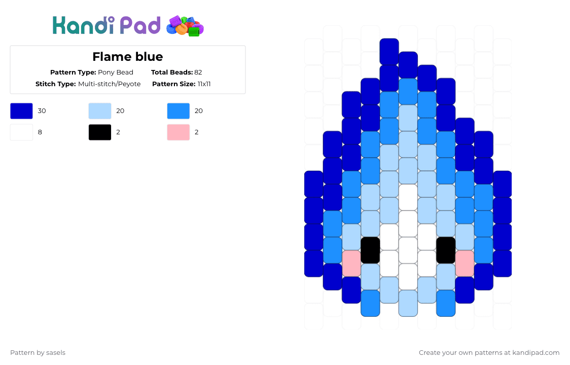 Flame blue - Pony Bead Pattern by sasels on Kandi Pad - light blue,purple