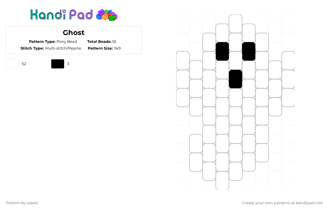 Ghost - Pony Bead Pattern by sasels on Kandi Pad - white