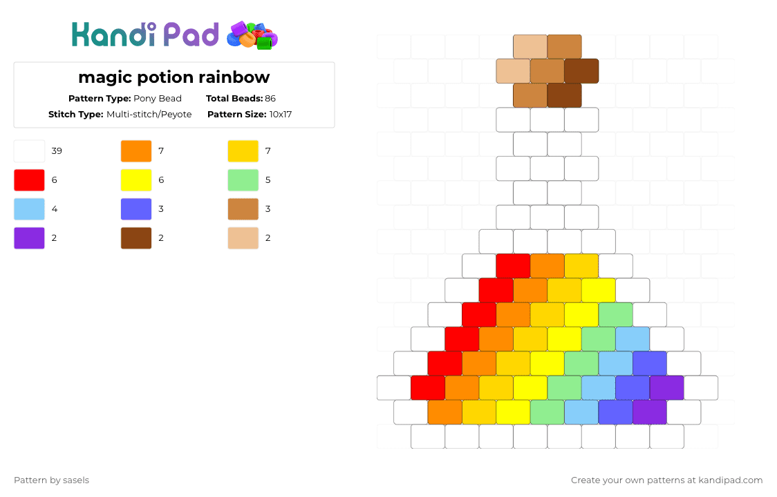 magic potion rainbow - Pony Bead Pattern by sasels on Kandi Pad - white,red,orange,yellow