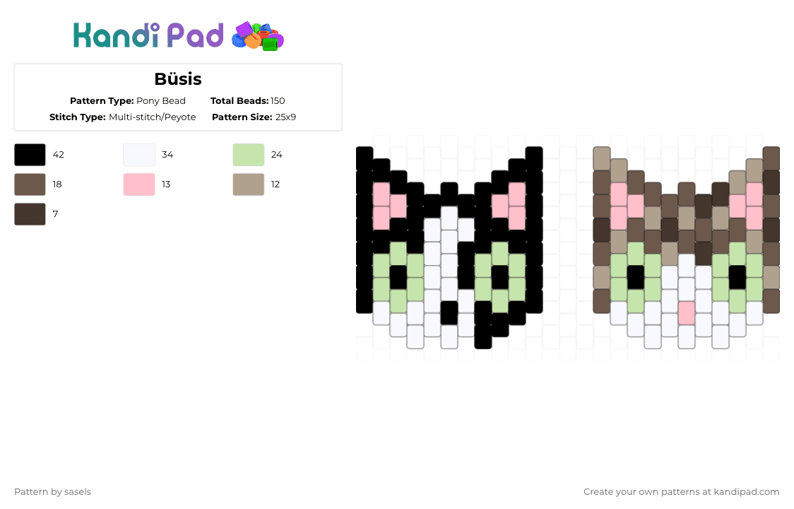 Büsis - Pony Bead Pattern by sasels on Kandi Pad - tan,yellow