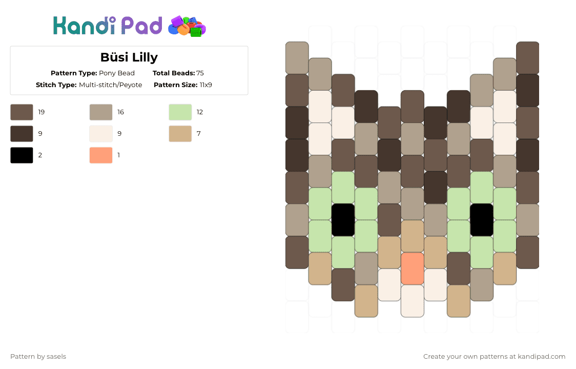 Büsi Lilly - Pony Bead Pattern by sasels on Kandi Pad - beige,tan,yellow,cat,kitten,kitty,cats