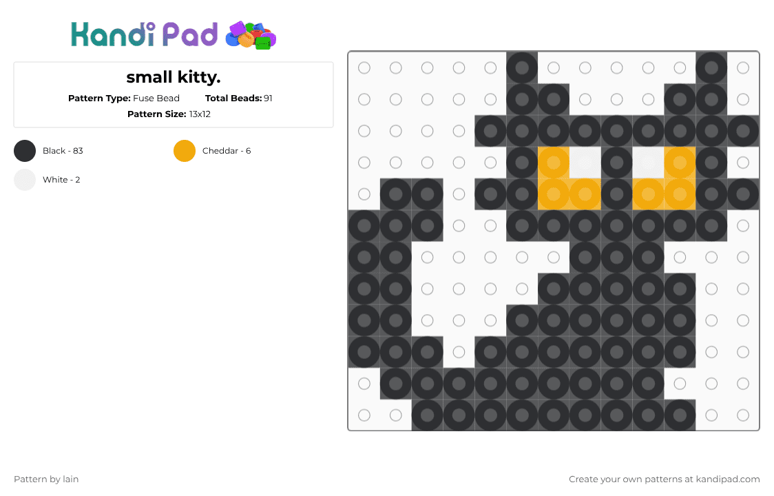 small kitty. - Fuse Bead Pattern by lain on Kandi Pad - black,orange,cat,kitty,cute,small