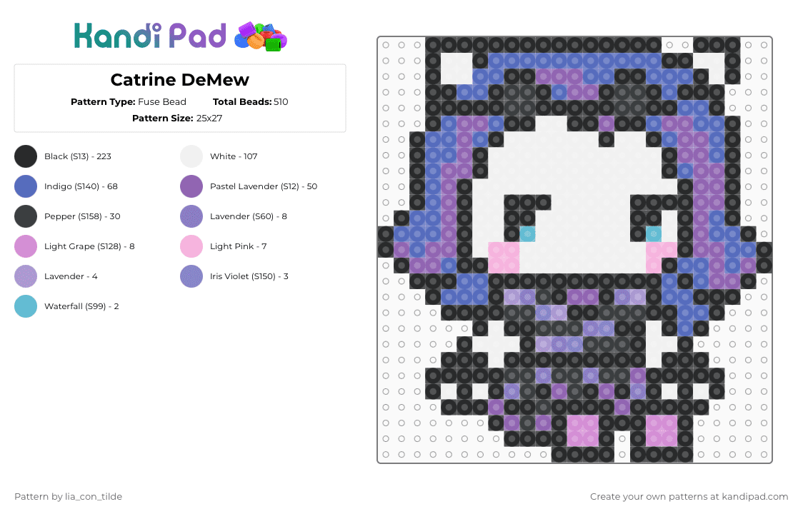 Catrine DeMew - Fuse Bead Pattern by lia_con_tilde on Kandi Pad - black,blue,pink