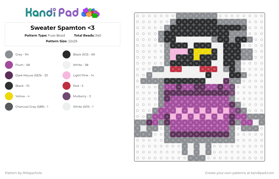 Sweater Spamton - Fuse Bead Pattern by littleparticle on Kandi Pad - gray,pink,deltarune,spamton,spamton g spamton,toby fox,fanart