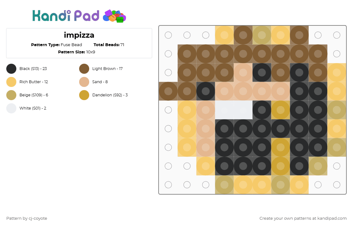 impizza - Fuse Bead Pattern by cj-coyote on Kandi Pad - beige,yellow,tan,impulse,hermitcraft,impizza,pizza,impulse pizza