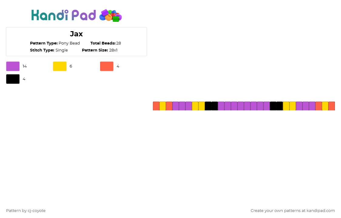 Jax - Pony Bead Pattern by cj-coyote on Kandi Pad - pink,jax,tadc,the amazing digital circus,glitch