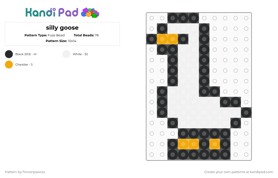 silly goose - Fuse Bead Pattern by finnonpawzzz on Kandi Pad - white