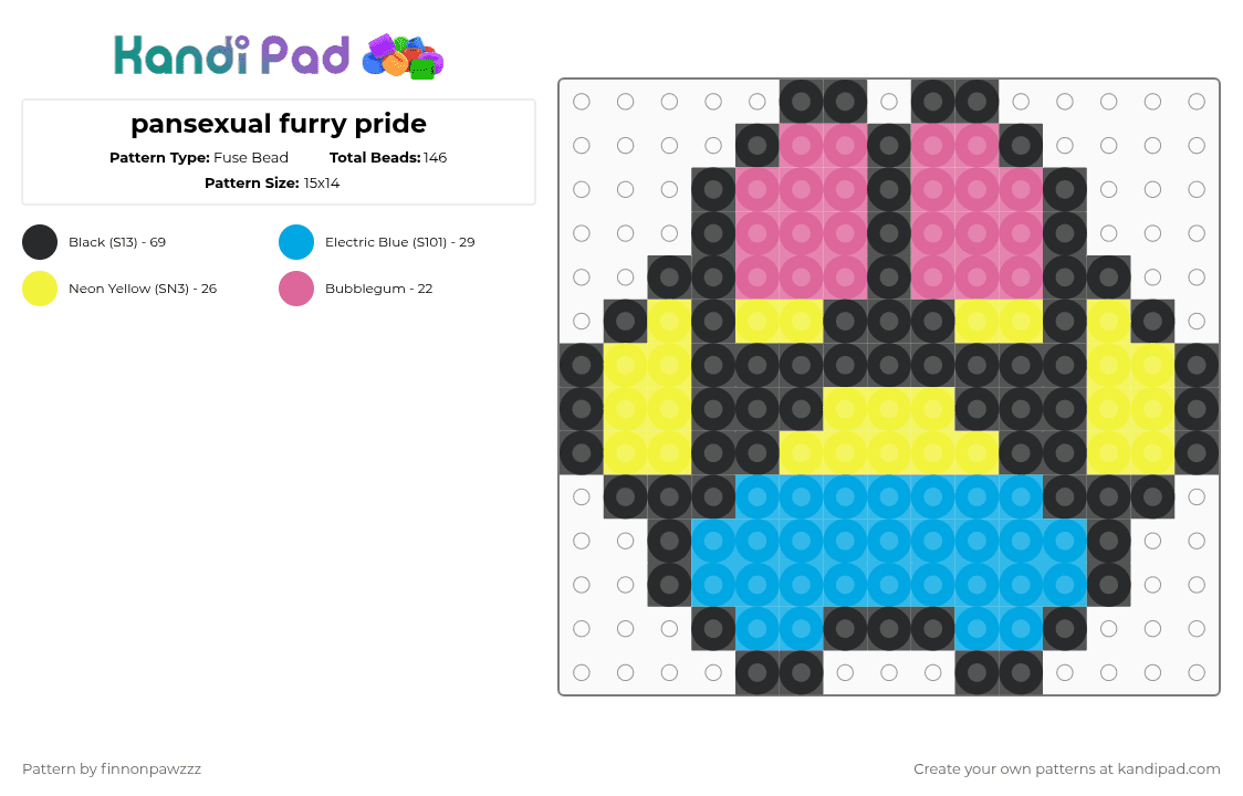 pansexual furry pride - Fuse Bead Pattern by finnonpawzzz on Kandi Pad - yellow,light blue